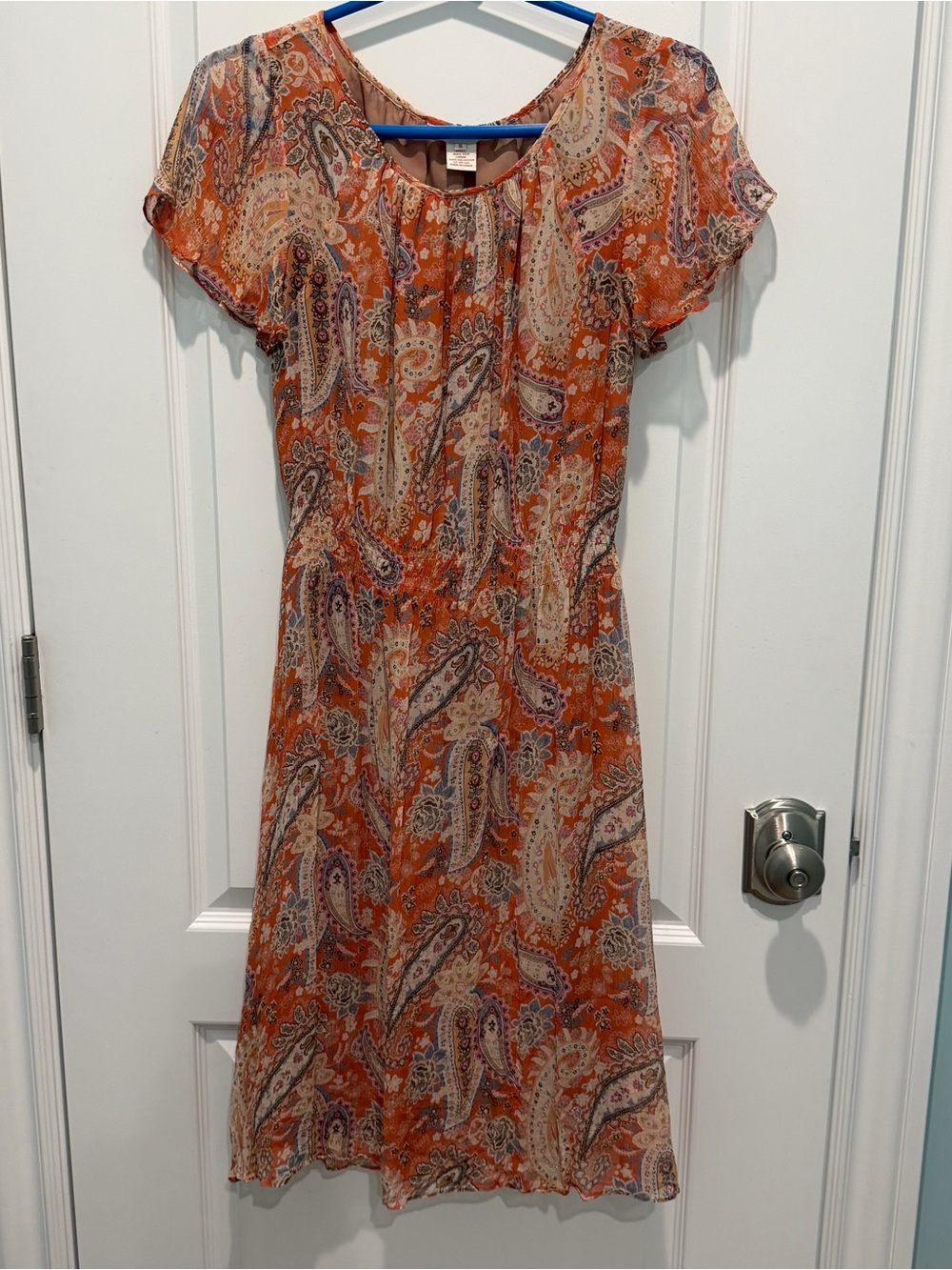 Sundance Women’s Paisley Print Silk Dress Lined Elastic Waist Bohemian Size 6